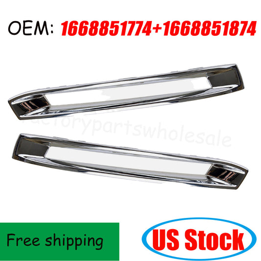 1Pair Front Fog Light Cover Chrome Trim Fits 2013-2016 for Benz X166 GL 1668851774 n
