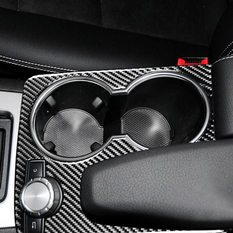 Real Carbon Fiber Car Water Cup Holder Frame Cover Trim for Benz C Class W-204 Q