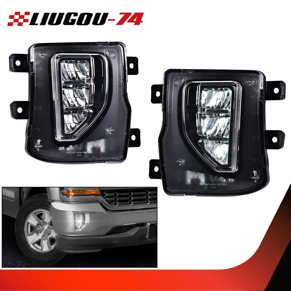 Fits for 2016 - 2018 Silverado 1500 Left and Right Fog Lights Driving Bumper Lights - v