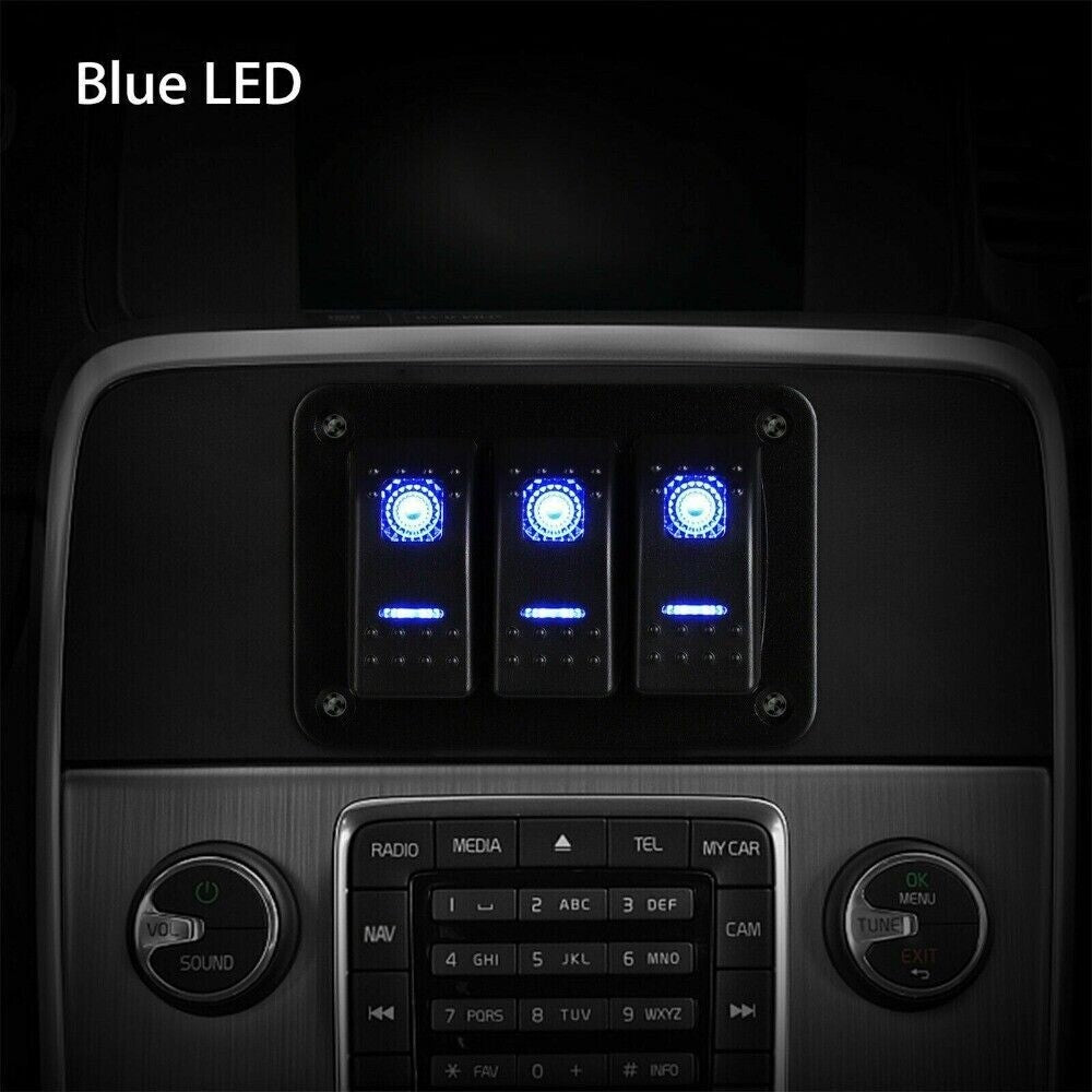3-Position Toggle Rocker Switch Panel LED 12V-24V Car/Boat/Marine/RV/Truck Parts n