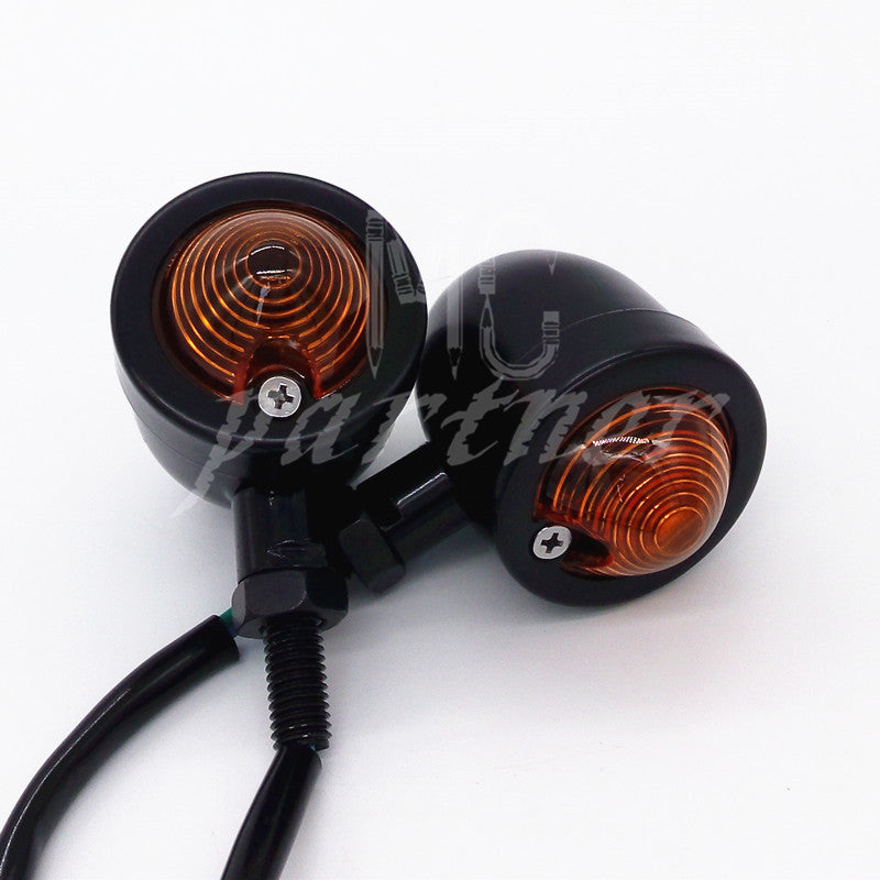 4 x Black Motorcycle Bullet Turn Signal Amber Light Indicator Blinker for Harley Q