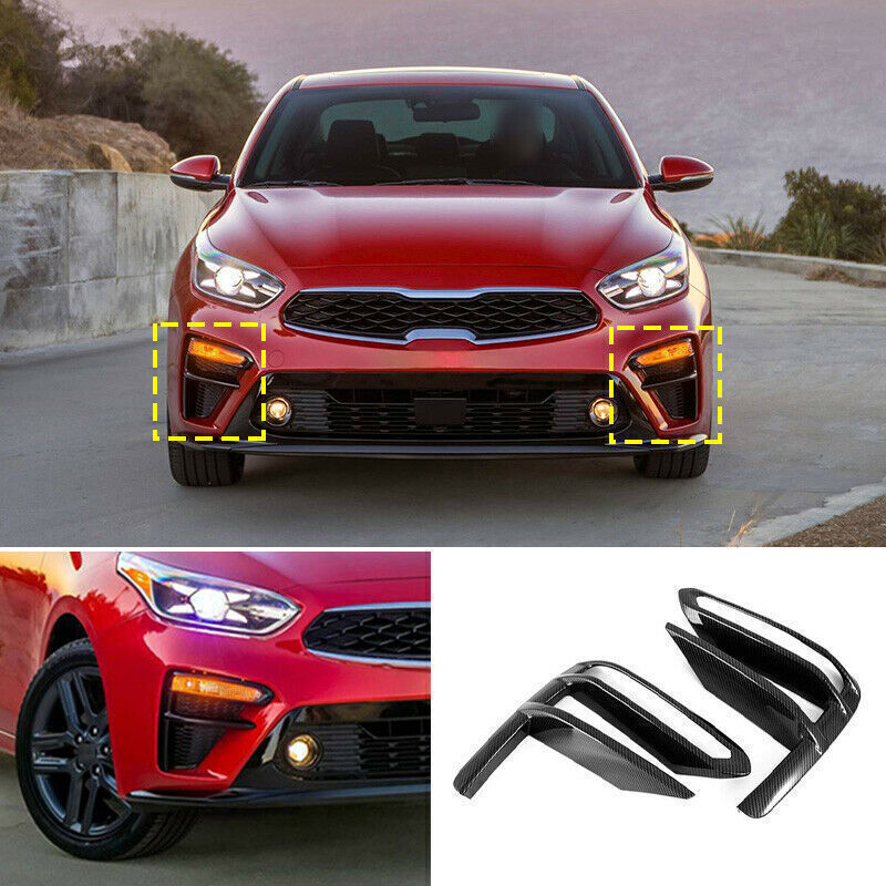 for Kia Forte Sedan 19-21 Carbon Fiber Front bumper Fog Light Cover Trim Part 2X
