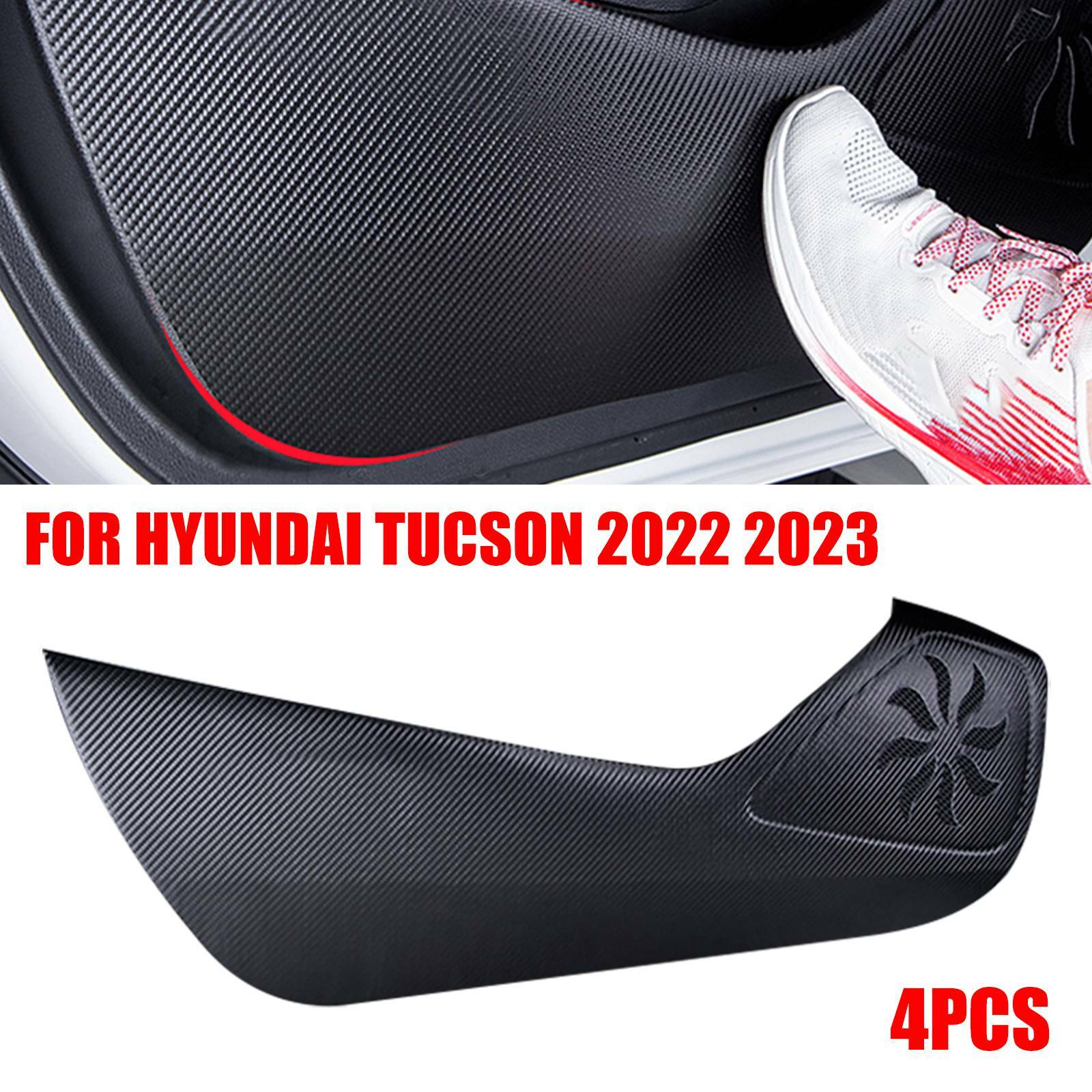Carbon Fiber Leather Door Anti Kick Pad Panel Cover for Hyundai for Tucson 21-22 AT