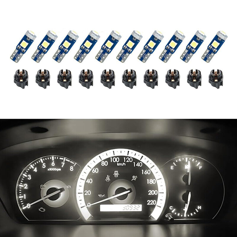 10Pcs T5 LED Lights Car Dashboard High Light Bulb 3030-3SMD Warm White Light