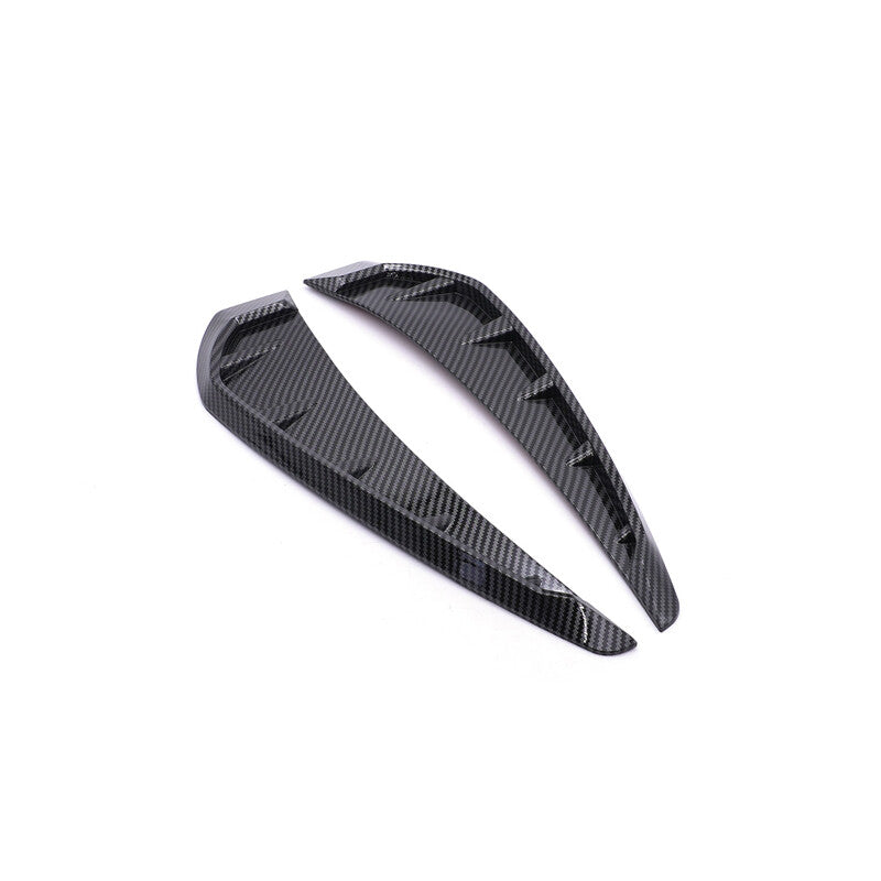 2-Piece Car Carbon Fiber Side Door Mudguards, Vents, Air Wing Covers, Shark Grille
