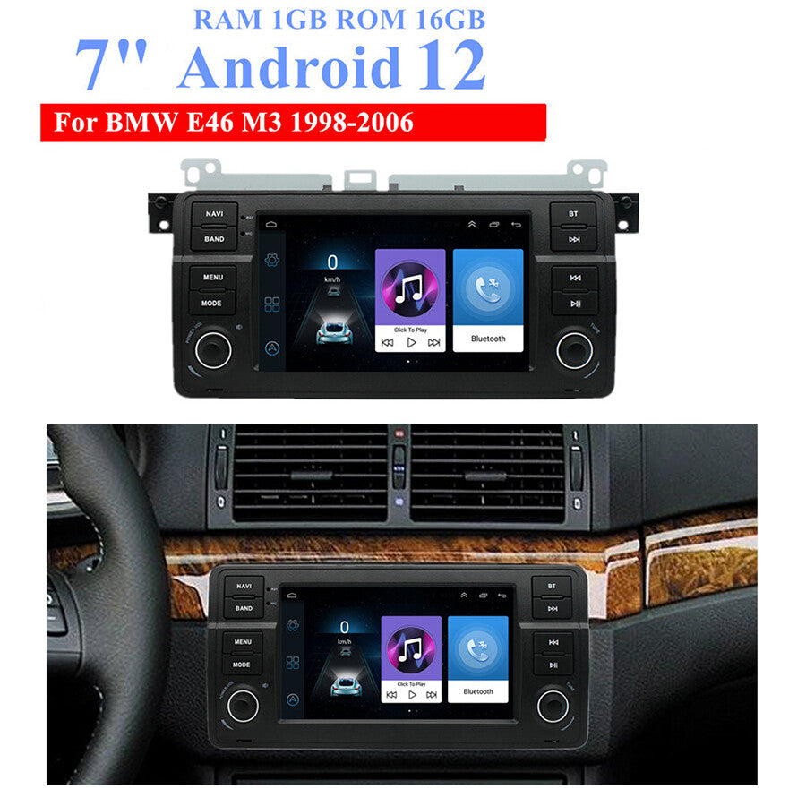 7Android 12 Stereo Radio Navi Player GPS FM For 1998-2006 for BMW 3 Sereis E46 M3