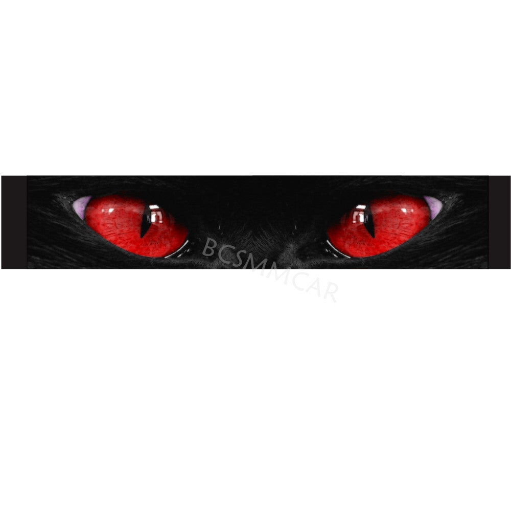 Windshield Banner 3D Red Cat Eye Vinyl Decal Car Windshield Sun Strip 51inx8in