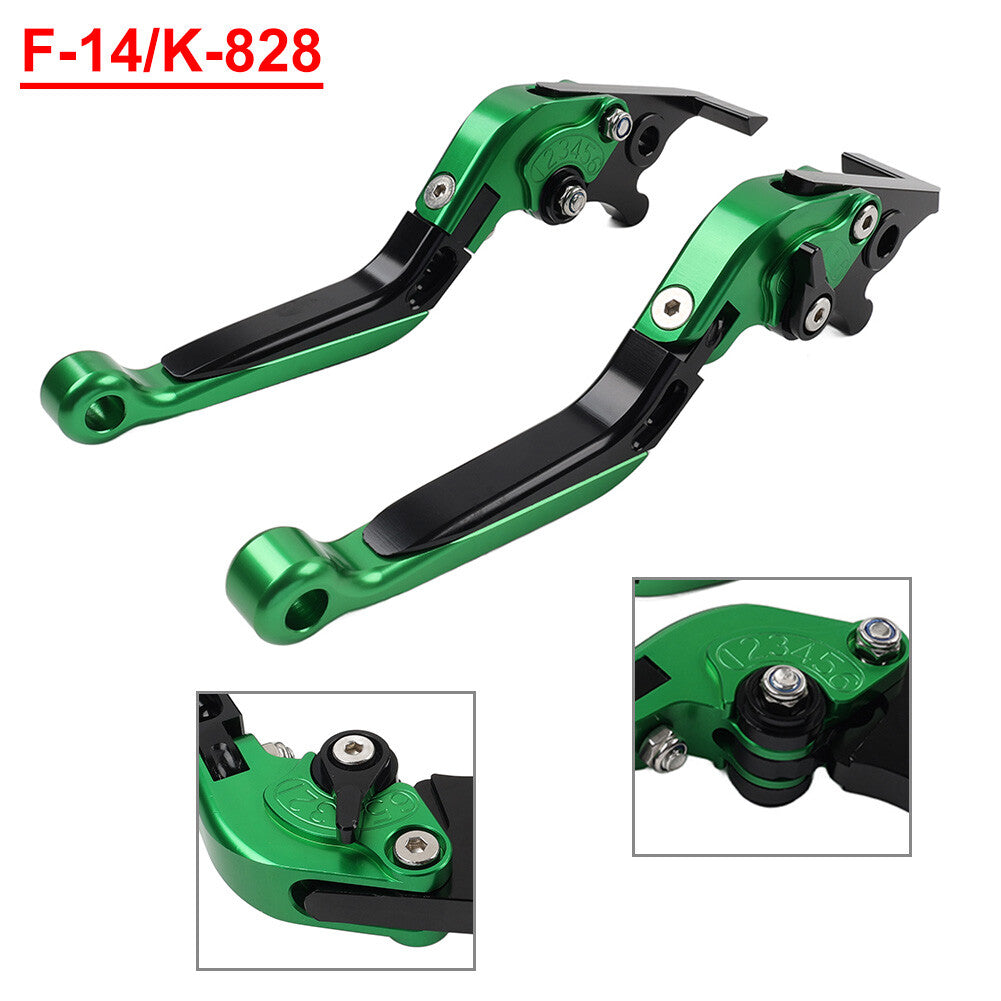 CNC Folding Extendable Brake Clutch Levers for Kawasaki Z1000 ZX9R ZX6R Green
