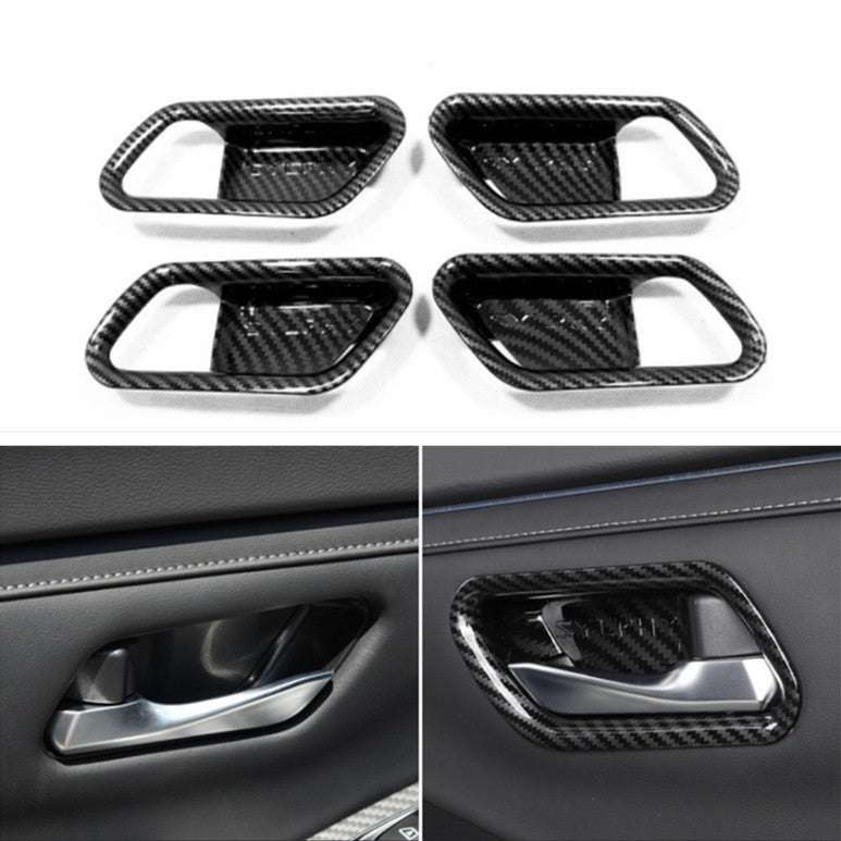 Carbon fiber interior door handle cup cover trim for Nissan Sentra 2020 - 2024