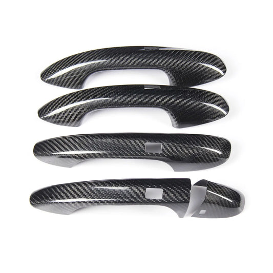 4x Real Carbon Fiber Door Handle Cover w Sensor for Benz W205 C E S GLC GLE
