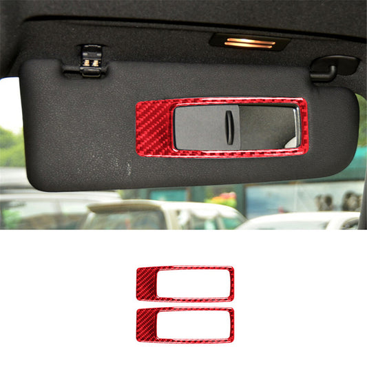 Red Carbon Fiber Sun Visor Mirror Frame Cover Trim for BMW X5 E70 X6 E71 2008-13