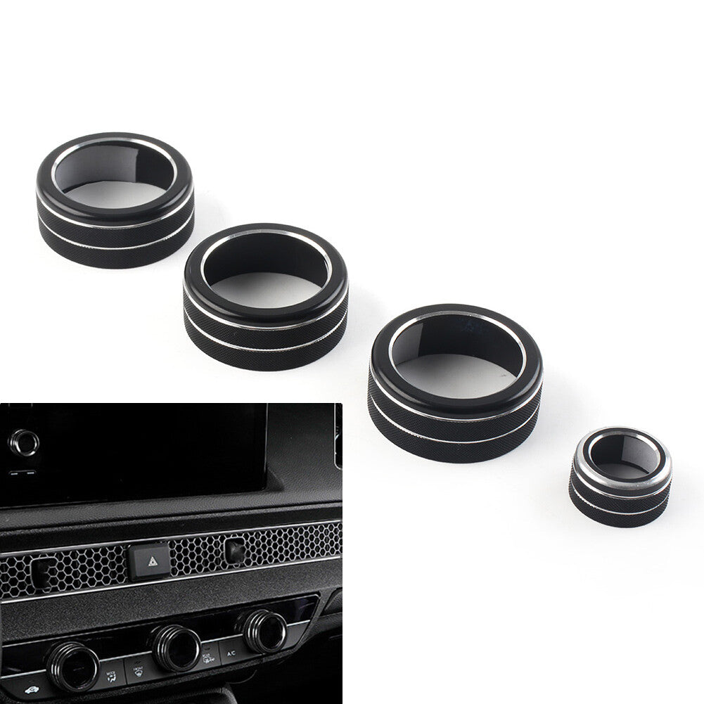 4x Console AC Climate Control Knob Ring Cover for Honda for Civic 11th 2022+ Black
