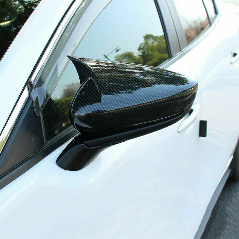 2P for Mazda 3 Axela 19-23 Carbon Color OX Side Horn Rearview Mirror Cover Trims