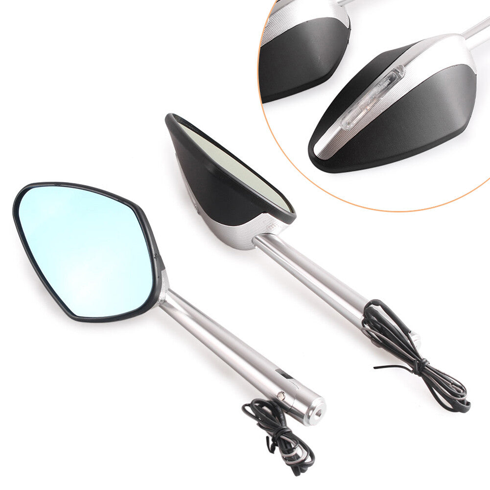 2x Motorcycle Side Rearview Mirror w/ Signal for Ducati for Suzuki for Kawasaki Q