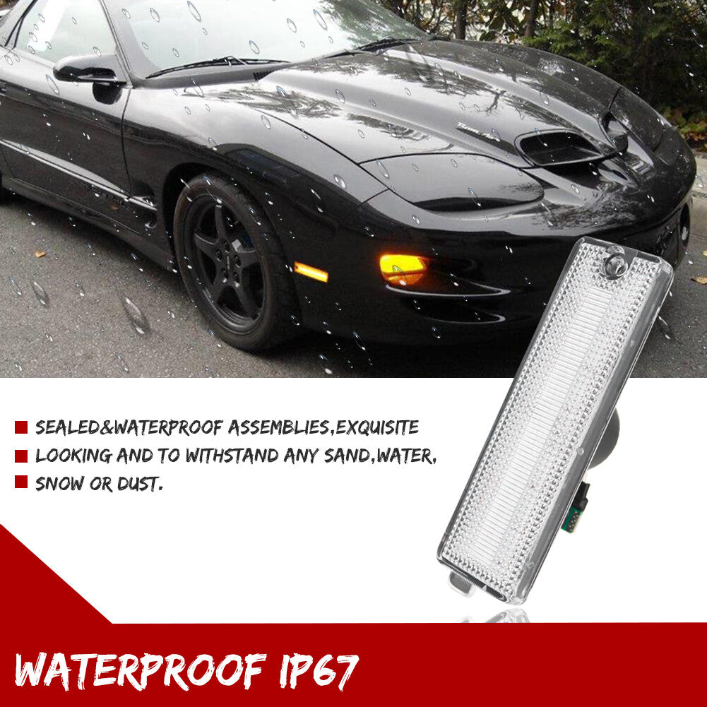 Clear Amber LED Front Fender Side Marker Light Kit for 1998 - 2002 for Pontiac Firebird - v