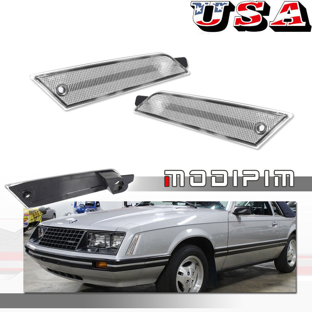 Suitable for Mustang 1979-1986 front bumper side marker light reflector transparent protective cover- v