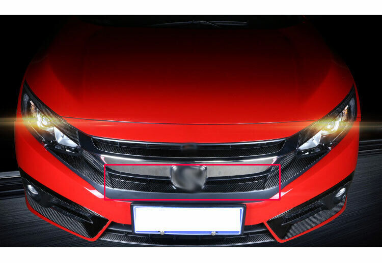 Front Bumper Lower Grill Grille Strip Carbon Fiber Fit For Car for Honda for Civic 16-20