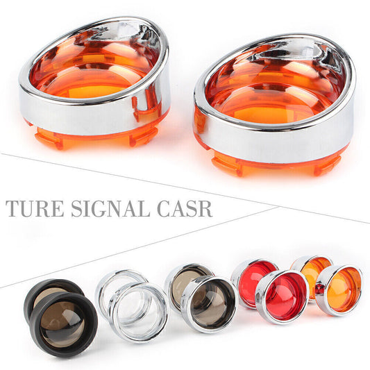 for Harley Dyna Touring Softail Black/Red 2x Motorcycle Turn Signals Lens Cover Q