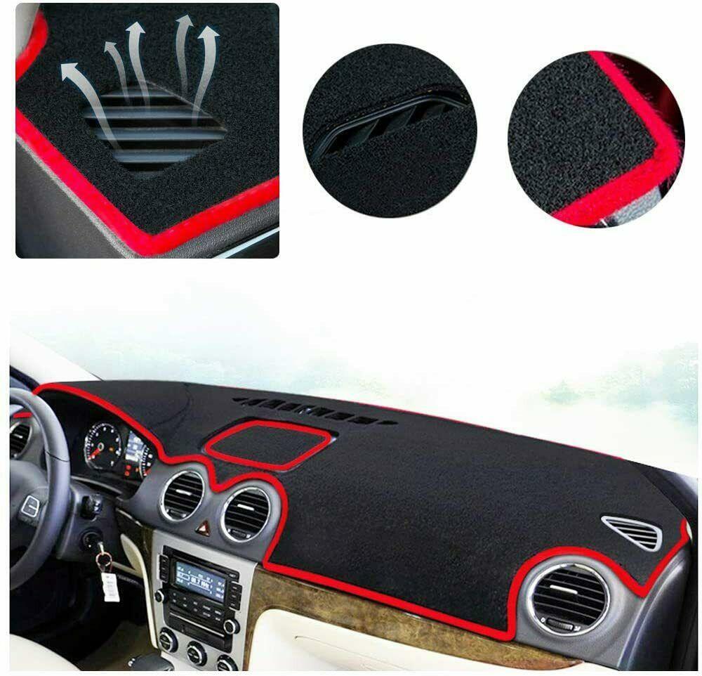 Car dashboard protector cover suitable for Kia Soul 2010-2013 car dashboard mat, black with red stitching. n