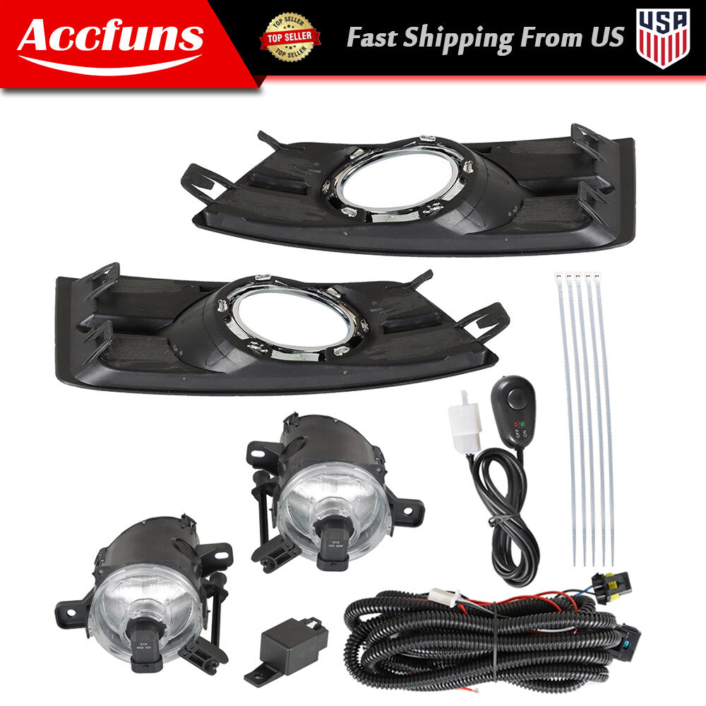 Driver + Passenger Collision Avoidance Fog Lights with Wiring + Switch for Cadillac SRX 2012-2016 n