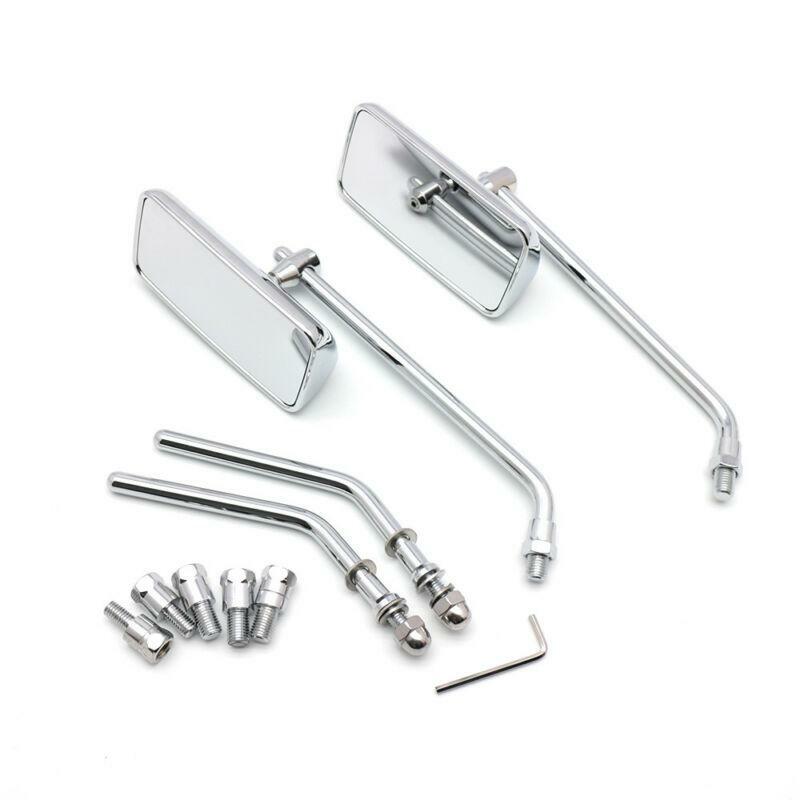 Motorcycle universal rectangular chrome rearview mirror, customizable coffee racing mirror - n