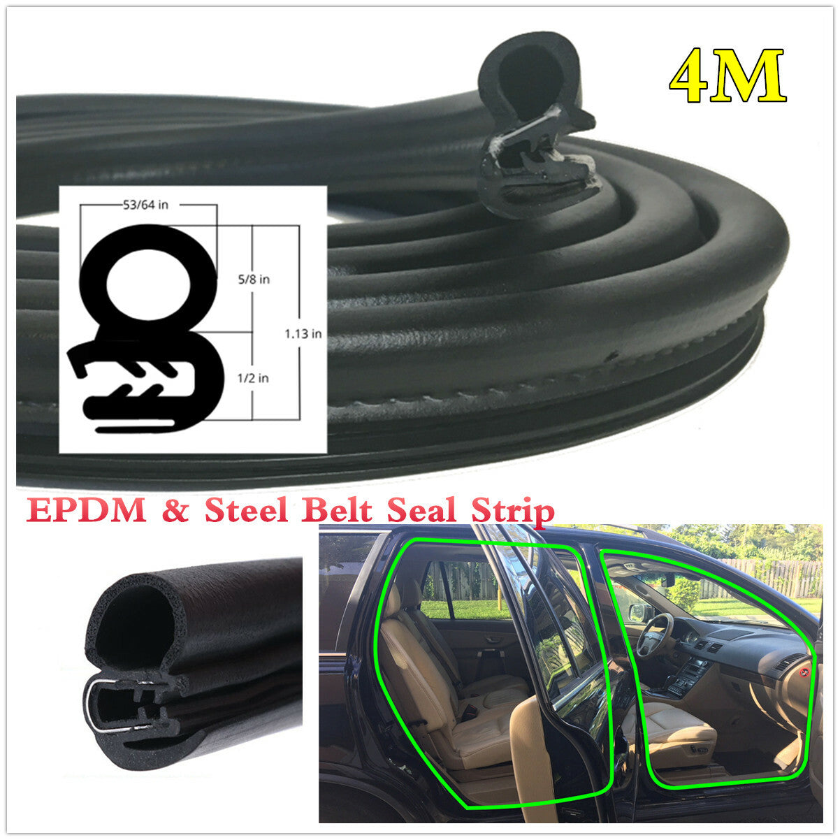 Car Body Door Seals EPDM Steel Belt Weatherstrip OE Replacement Seal Strip