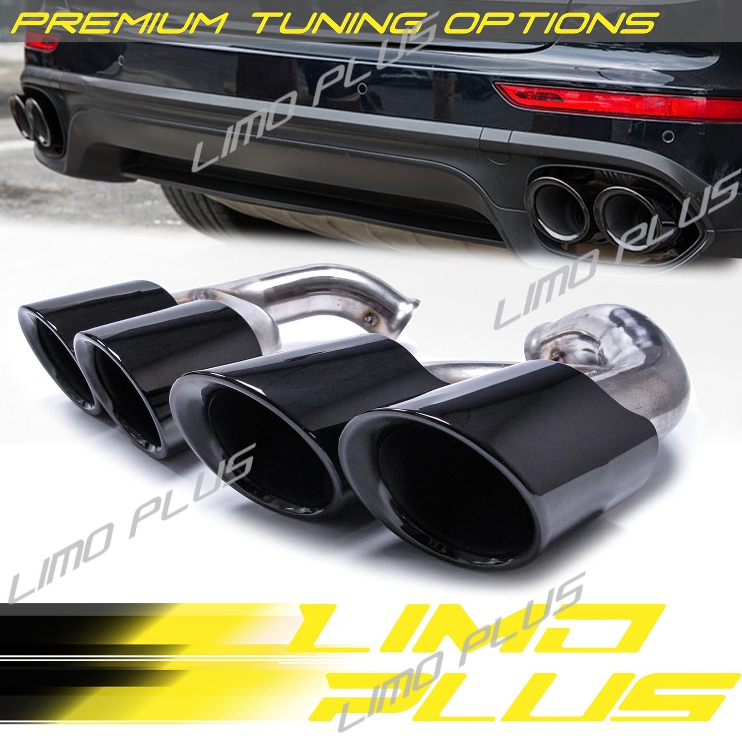 Black GTS Style Exhaust Tips for Porsche for Cayenne 958 V6 V8 2015-2018 Q