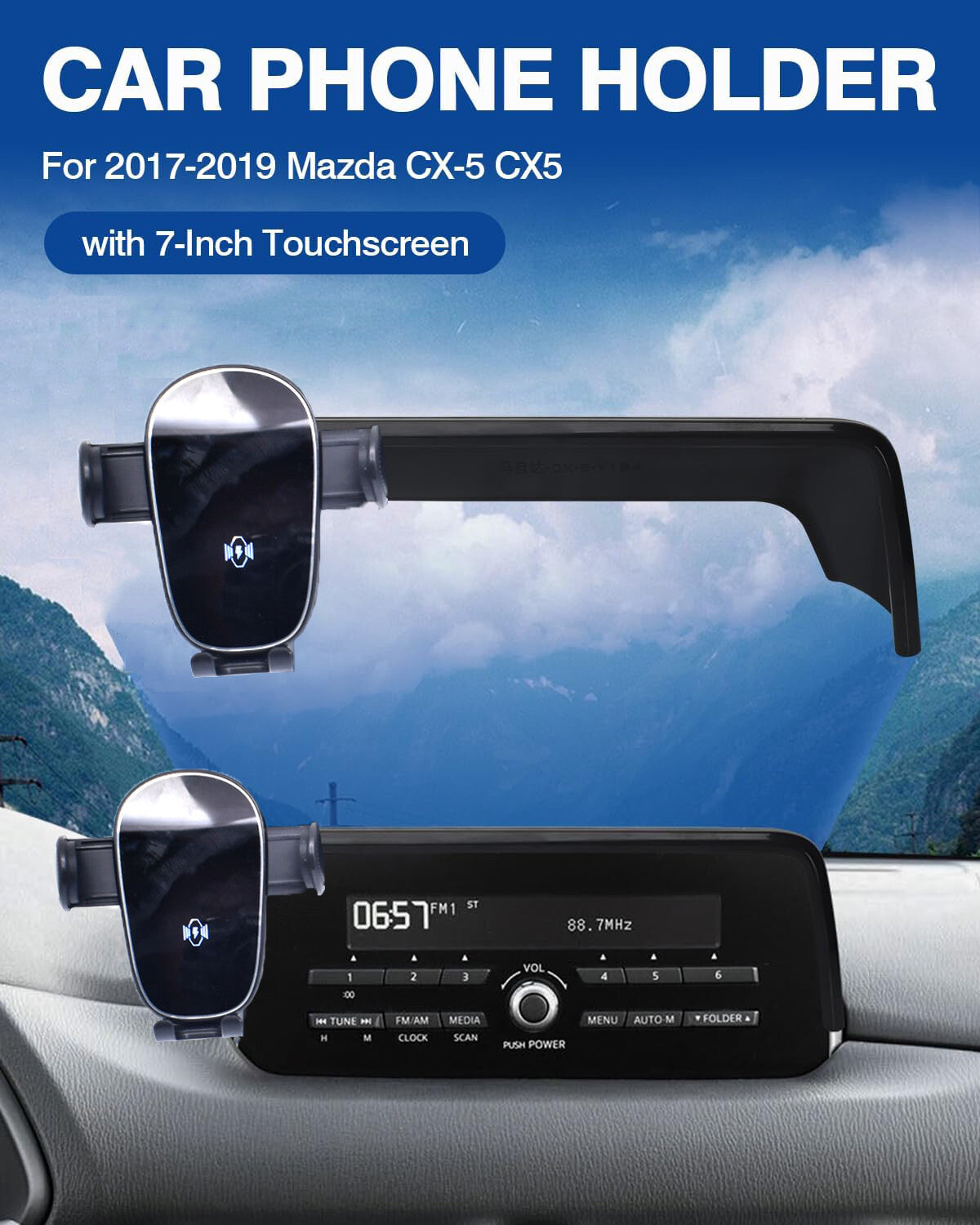 360° Phone Holder for 2017-2021 for Mazda CX-5 with 7-inch Screen - Mobile Navigation Mount n