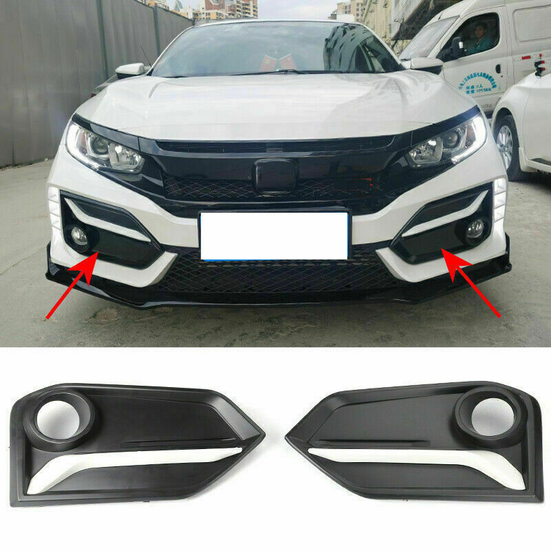 for Honda for Civic Hatchback 2020-21 Matte Black ABS Front Fog Light Cover Trim 2x