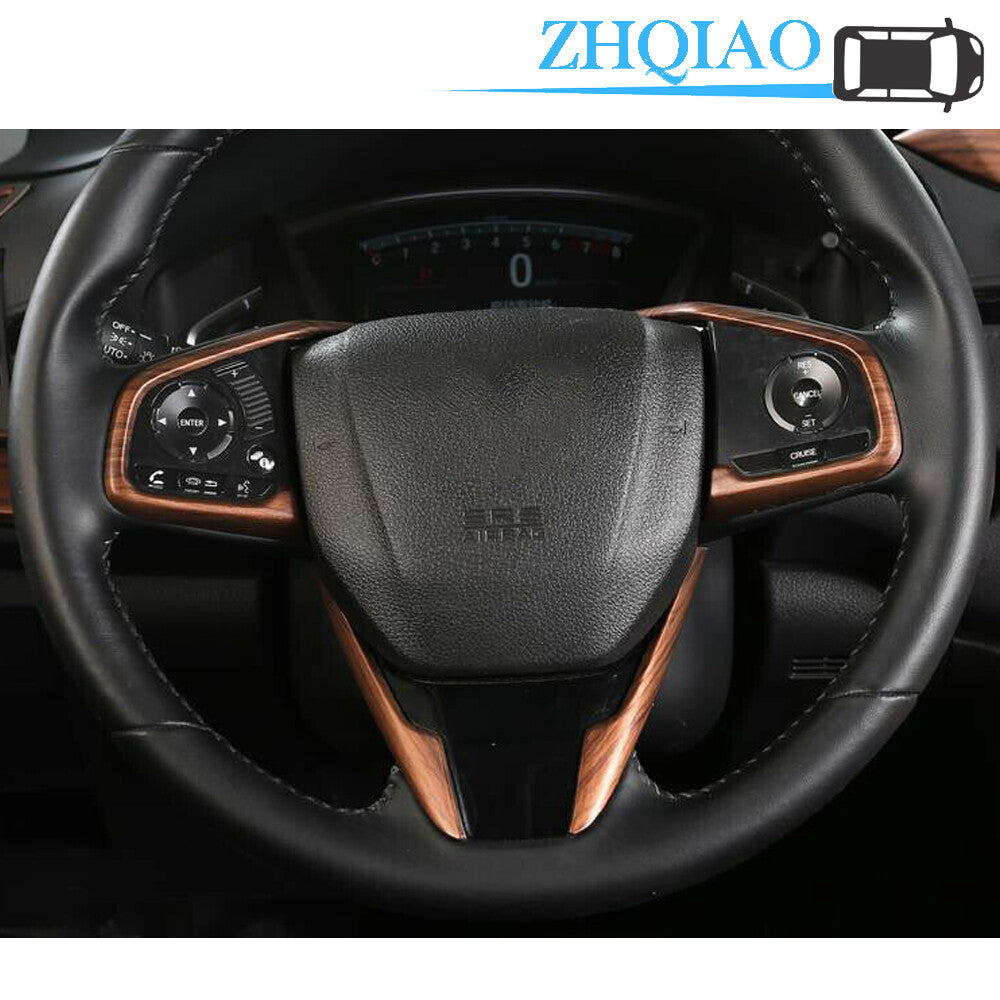 ABS Peach Wood Grain Steering Wheel Frame Cover Trim Fits for Honda CRV CR-V 17-18