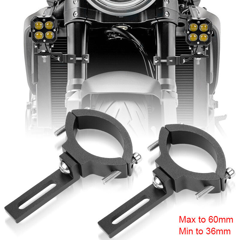 2X Motorcycle 36-60mm Mount Bracket Spot Headlight Fog Driving Fork Clamp Holder