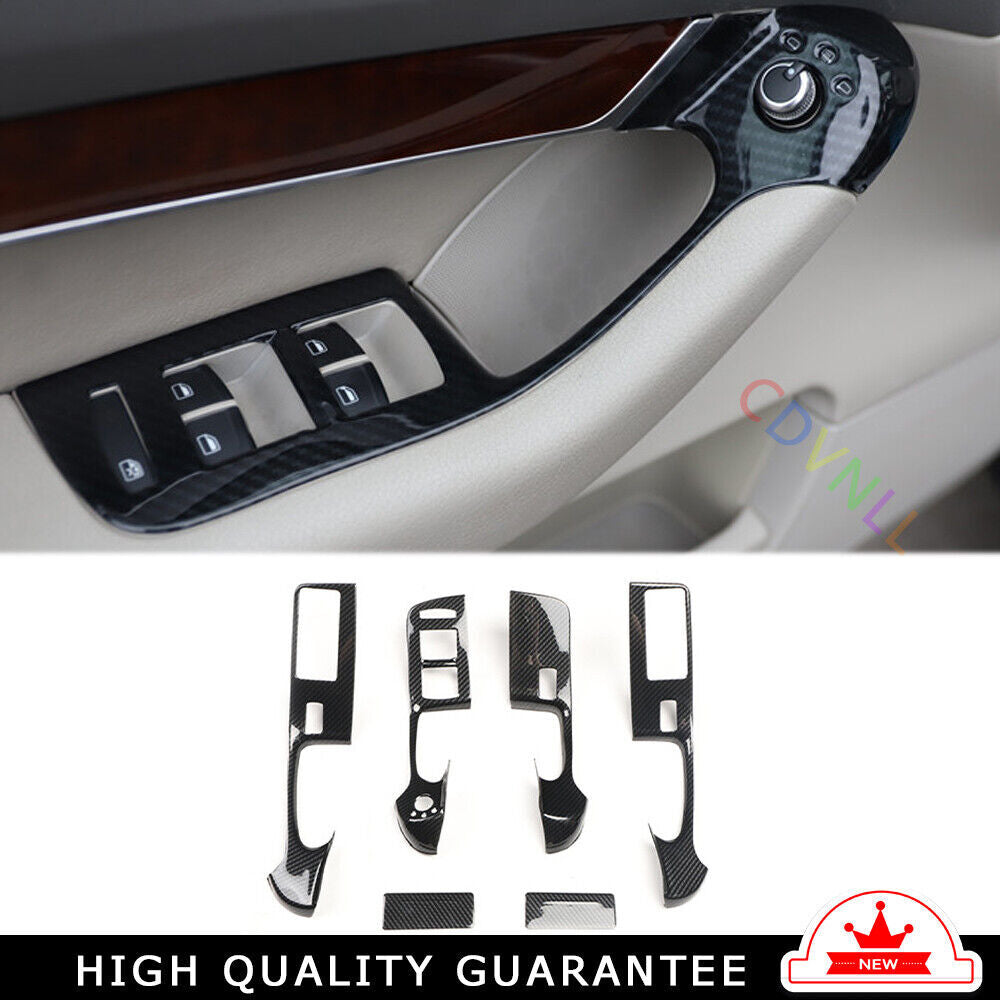 Glass Window Lifting Lock Panel Trim 6PCS Fit for Audi A6L 05-2011 Carbon Fiber