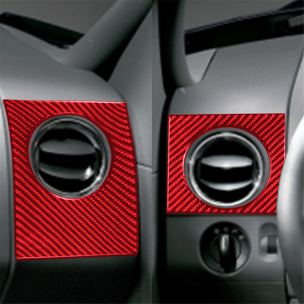 Red Carbon Fiber Interior Radio Console Cover Trim For Fiesta 2011-2015 v