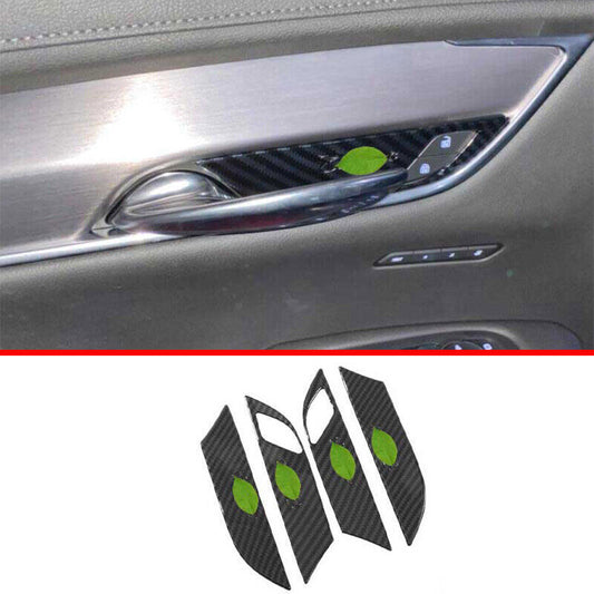 Inner Door Bowl Cover Trim 4P Carbon Fiber Style Fit for Cadillac XT5 2017-2024