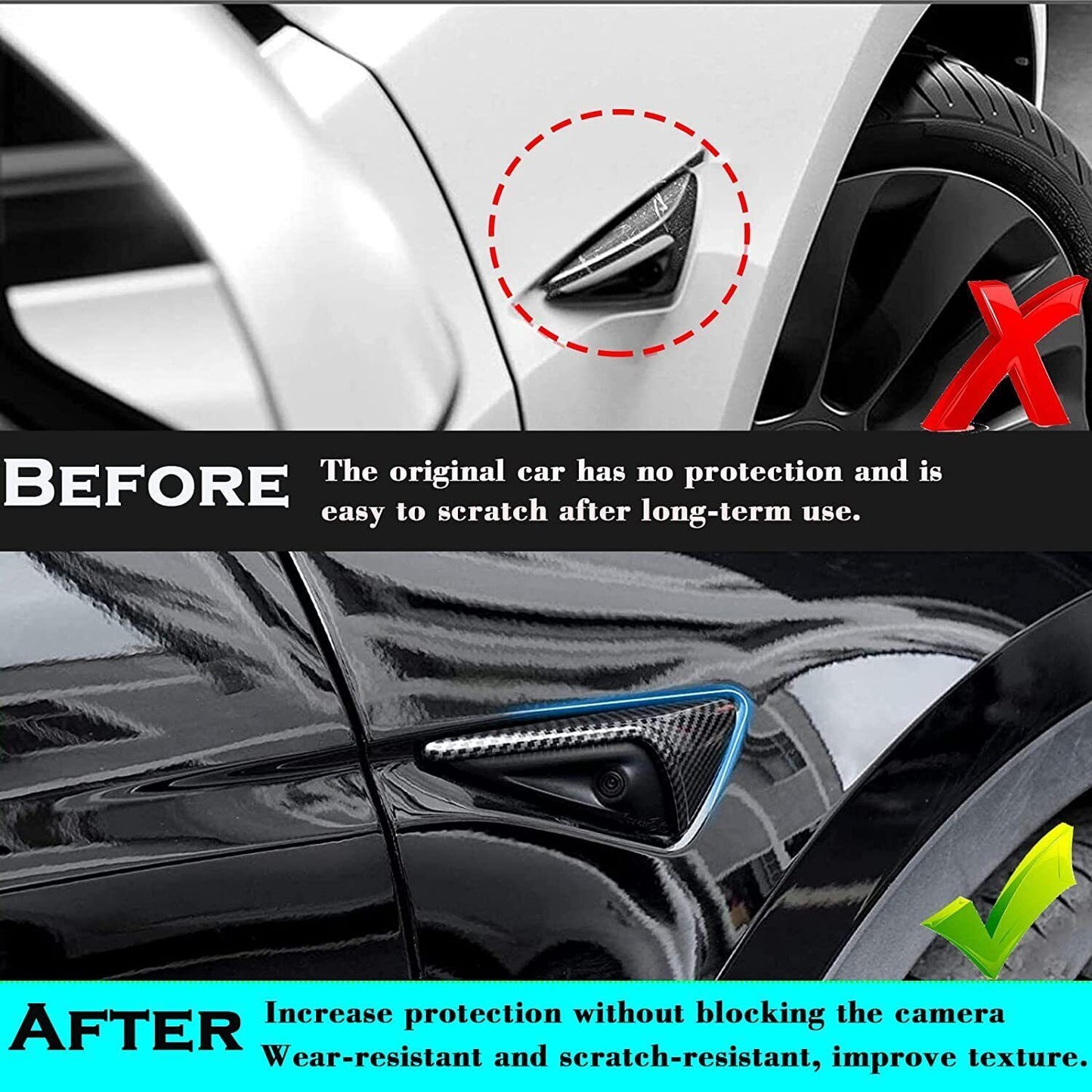 carbon fiber side fender camera vent cover trim for Model 3 SX 18-20- n