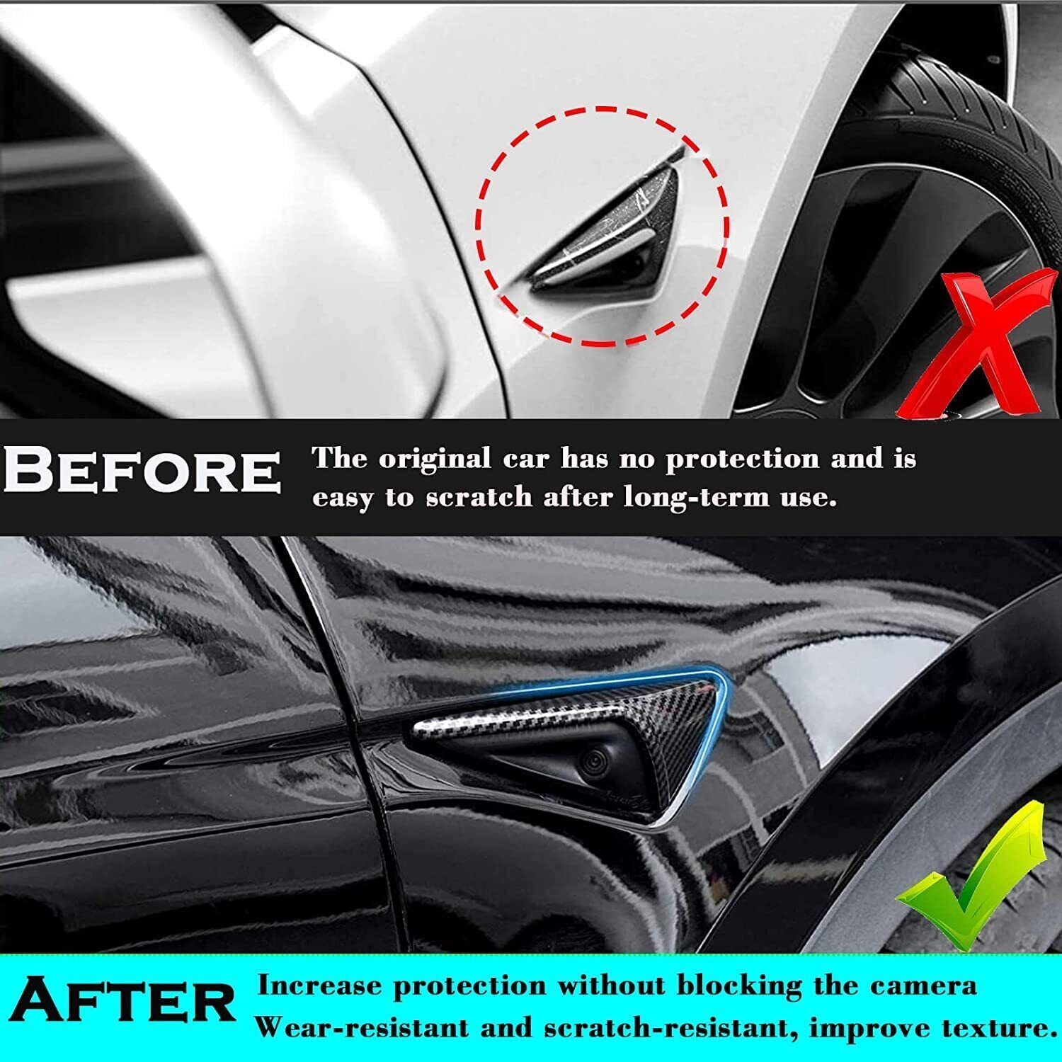 carbon fiber side fender camera vent cover trim for Model 3 SX 18-20- n