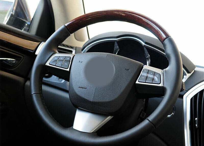 Inner Steering Wheel Button Frame Cover Trim for Cadillac SRX 2010-12 Wood Grain