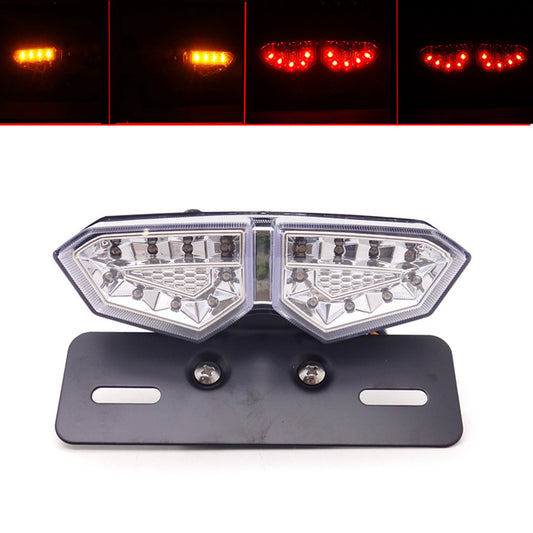Motorcycle Clear LED Tail Brake Turn Signal License Plate Integrated Light Q
