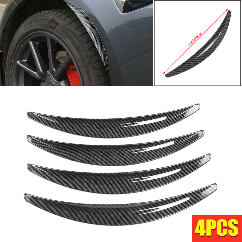 4-Piece Car Carbon Fiber Wheel Arch Trim Lips Mudguard Flare Protection Strips n