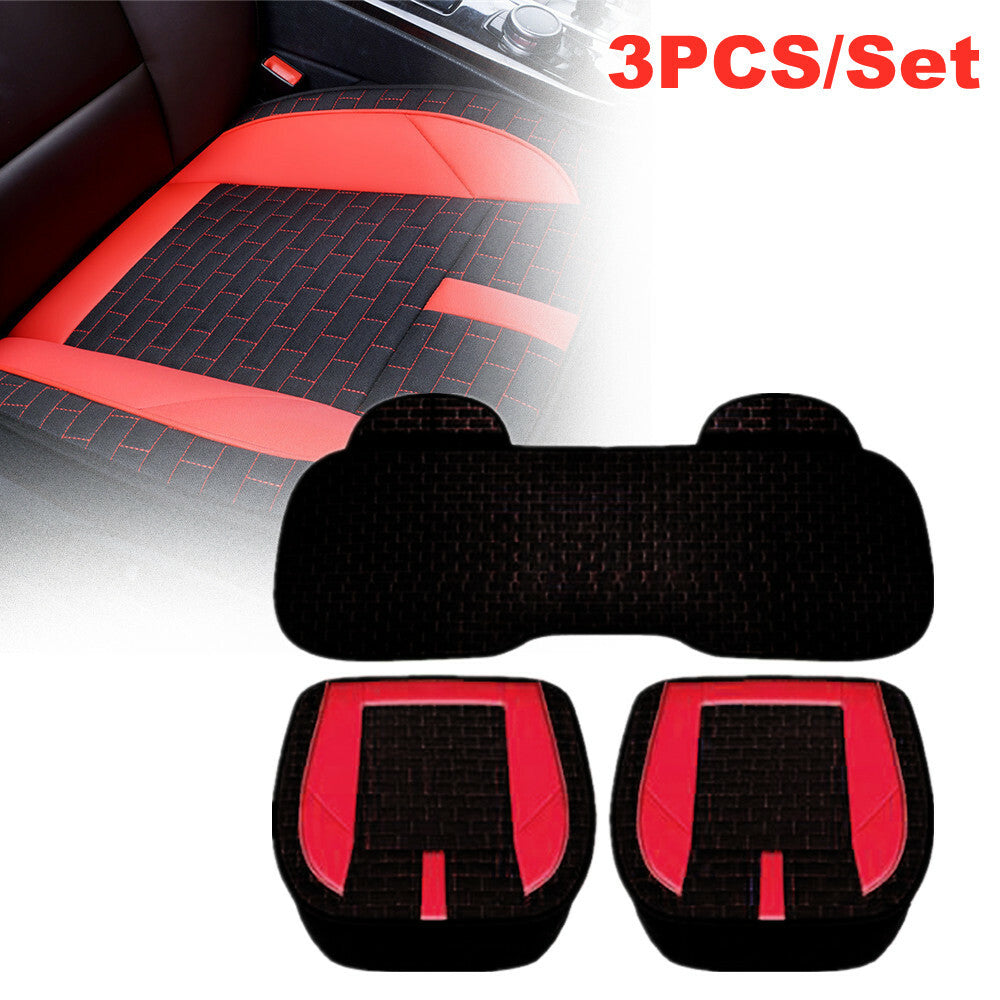 3-Piece Car Interior for Seat Cushion Cover with Full Wrap-Around Protection - Polyurethane Synthetic Leather Cotton n