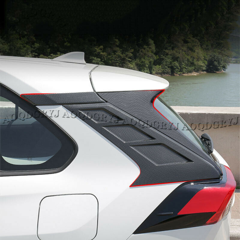 Carbon Fiber Rear Window Moulding spoiler Cover Trim 6pc for TOYOTA RAV4 2019-24