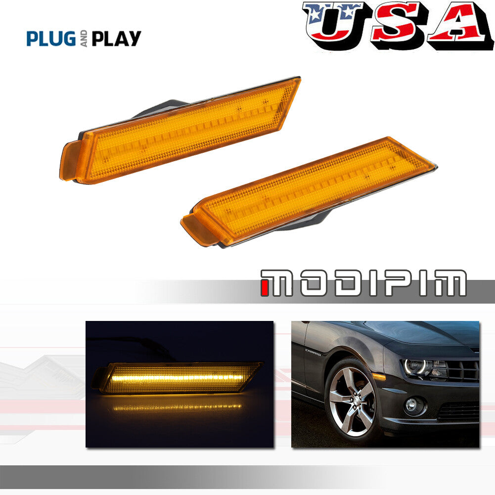 2-piece amber LED front corner parking marker light suitable for 2010-2015 Camaro- v