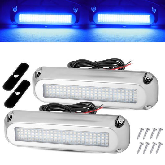 2X Blue 120 LED Underwater BOAT MARINE Transom Light Stainless Steel Pontoon NEW