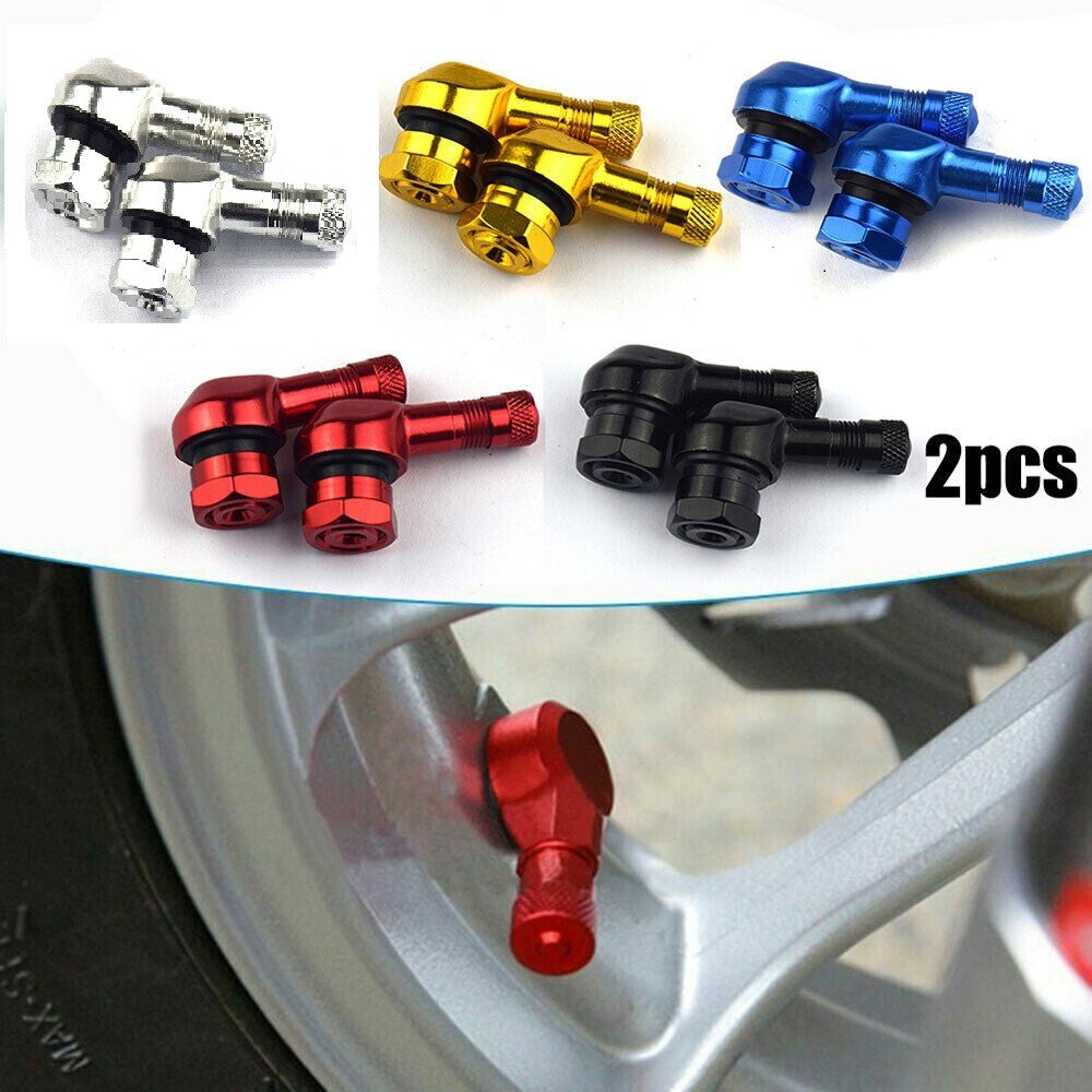 2PCS Motorcycle CNC Aluminum 11.3mm Tire Wheel Stem Valve 90 Degree Angled Q