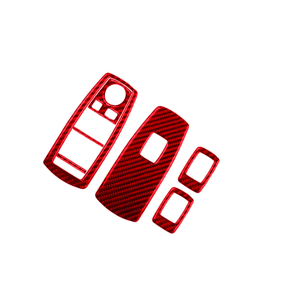 7X Red Carbon Fiber Power Window Switch Trim Type B for BMW X3 2004-2010
