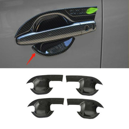 Carbon Fiber Style Door Handle Cover Trim Guard for Mitsubishi Outlander 2013-21