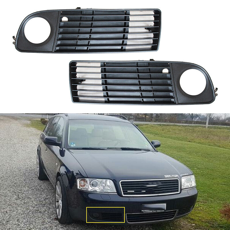 1 Pair Front Bar Fog Lamp Frame Fog Lamp Grille for Audi A6 C5 1999-2002