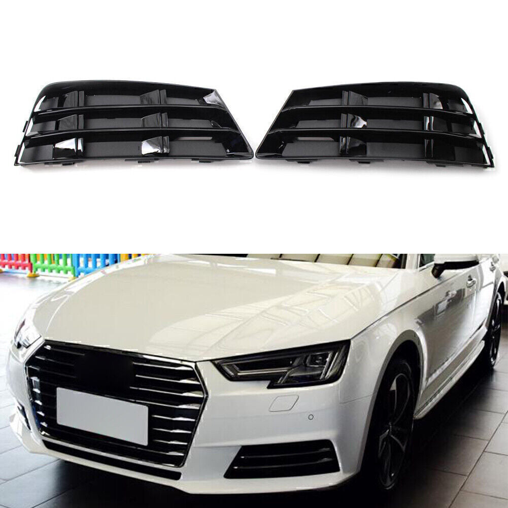 Pair Front Bumper Fog Light Grille Cover Lower for AUDI A4 B9 2016-2018 L+R Side
