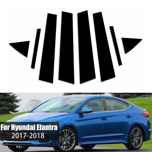8x For 2017 2018 2019 2020 for Hyundai for Elantra Black Door Window Pillar Post Trims