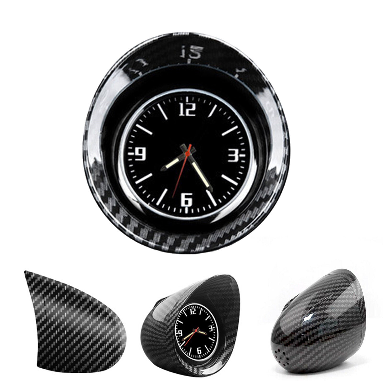 Pointer clock with luminous carbon fiber backlight for car dashboard interiors
